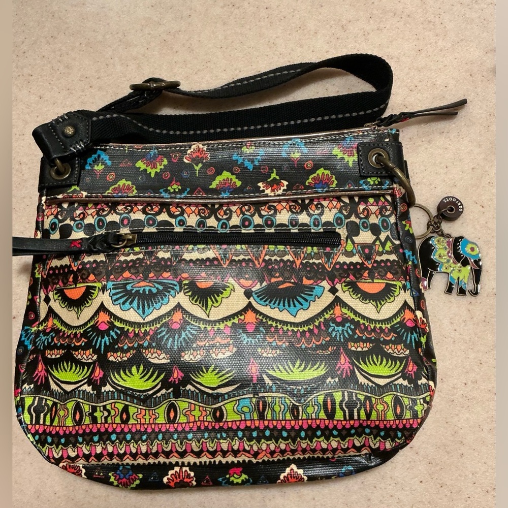 Sak Roots colorful crossbody with metal elephant charm to match - Picture 2 of 4